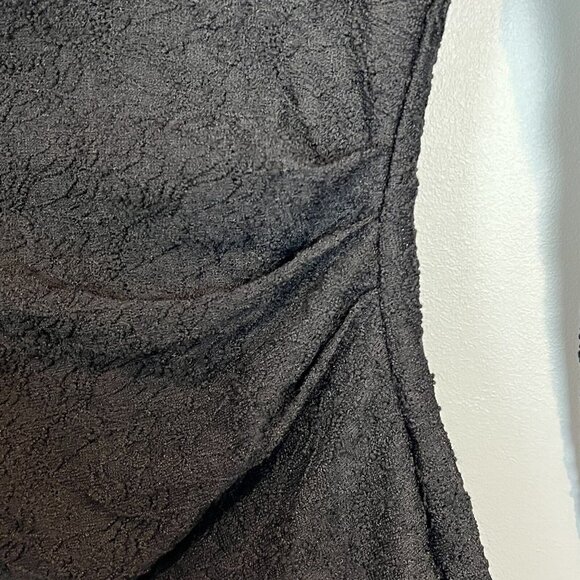 Talbots Black Lace Nylon Blend Top Long Sleeve Gathered Waist Size XS NWT - Picture 2 of 10